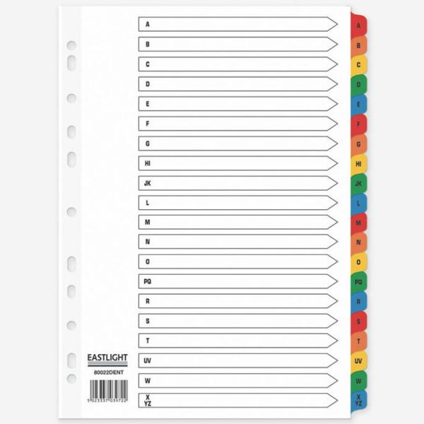 ValueX Index A-Z A4 Card White 150gsm with Coloured Mylar Tabs - 80022DENT