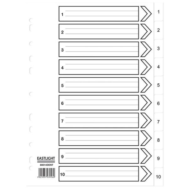ValueX Index 1-10 A4 120 Micron Polypropylene White - 80014DENT