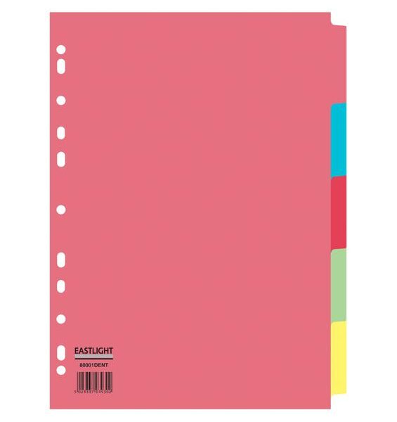 ValueX Divider 5 Part A4 155gsm Card Assorted Colours - 80001DENT
