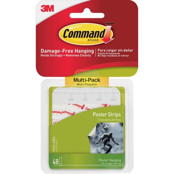 3M Command Small Poster Strips Value Pack White (Pack 48) 17024-VP - 7100235860