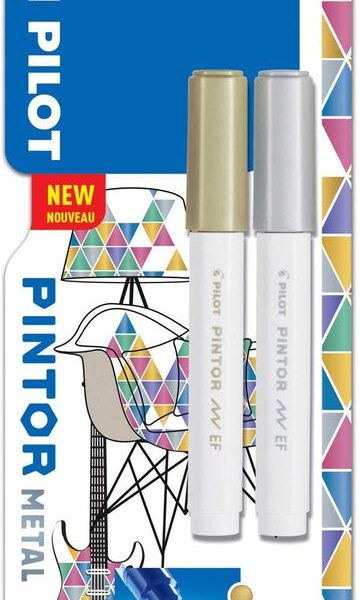 Pilot Pintor Extra Fine Bullet Tip Paint Marker 2.3mm Gold and Silver Colours (Pack 2) 3131910536840