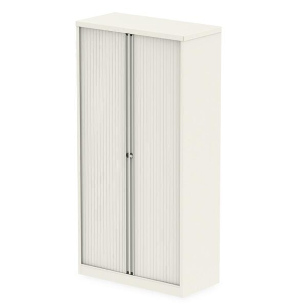 Qube by Bisley Side Tambour Cupboard 2000mm without Shelves Chalk White BS0015