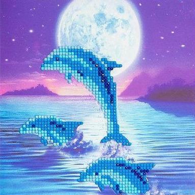 Crystal Art Dolphin Pod 18 x 18cm Card CCK-A11