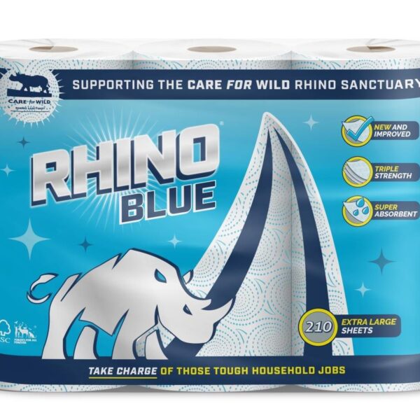 Rhino Blue Kitchen Roll 3 Ply (Pack 3) 1105233