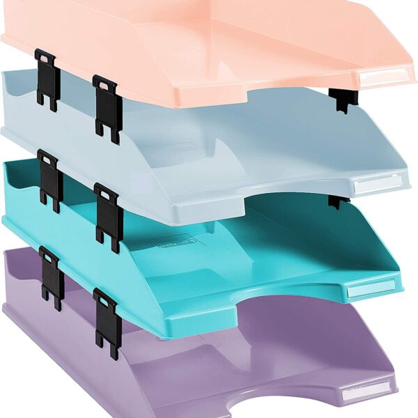 Exacompta Letter Trays Combo Midi Aquarel Glossy Pastel (Pack 4) 113296SETD