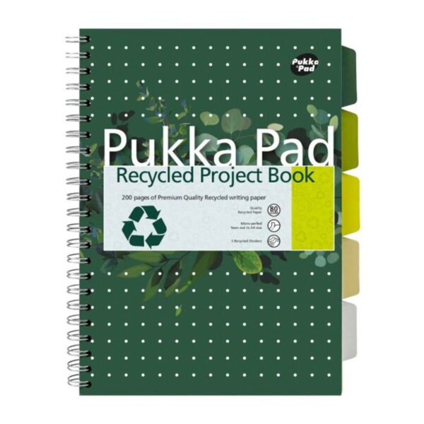 Pukka Pad Recycled Project Book A4 Wirebound 200 Pages Recycled Card Cover (Pack 3) 6050-REC