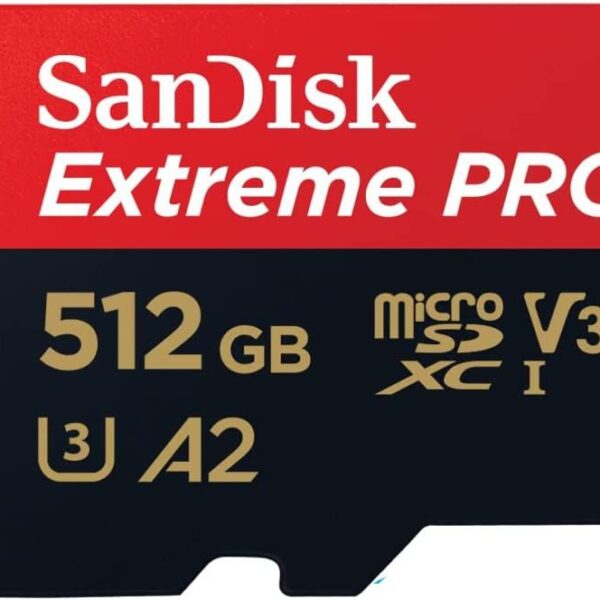SanDisk Extreme PRO 512GB MicroSDXC UHS-I Class 10 Memory Card and Adapter