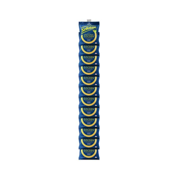Sellotape Original Golden Tape Easy Tear Extra Sticky 24mm x 50m Clip Strip (Pack 12) - 2928293