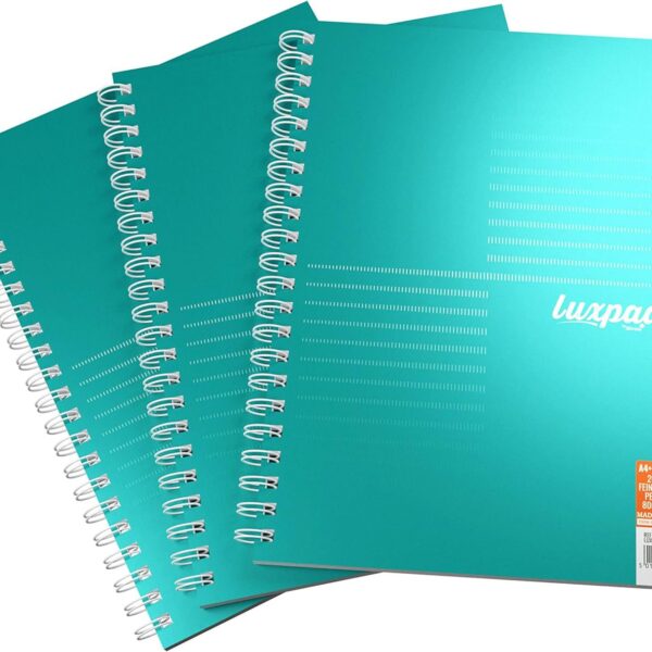 Silvine Luxpad Twin Wire FSC Notebook A4+ 200 Page Ruled With Margin Metallic Pearl Green (Pack 3) - LUXA4MT