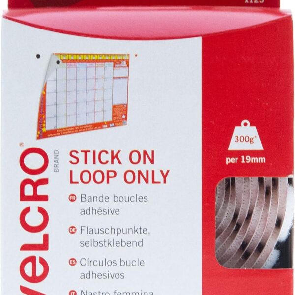 Velcro Stick On Coins Loop Only 19mm White (Pack 125) - 7183