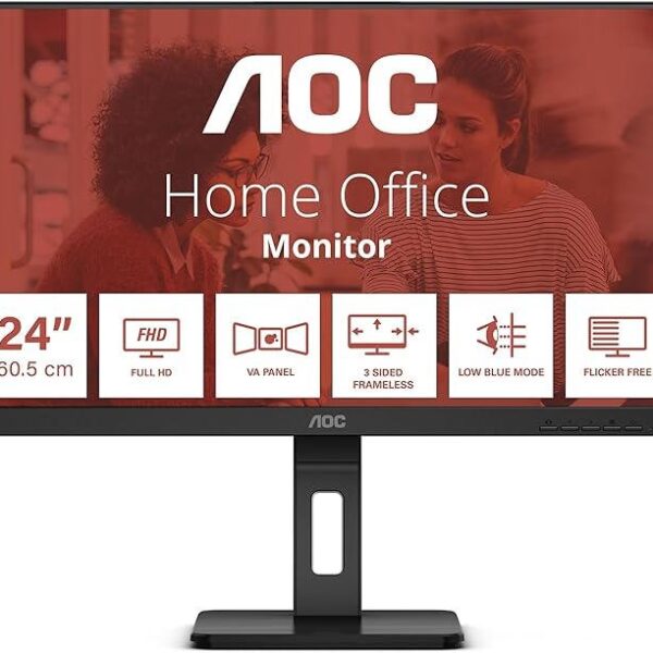 AOC E3 23.8 Inch 1920 x 1080 Pixels Full HD IPS Panel HDMI VGA DisplayPort Height Adjustable Monitor