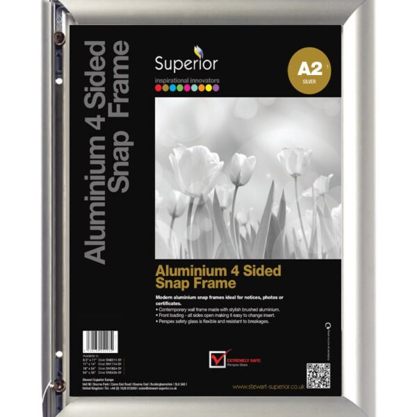 SECO A2 Brushed Aluminium Snap Frame Silver - AM-A2SV