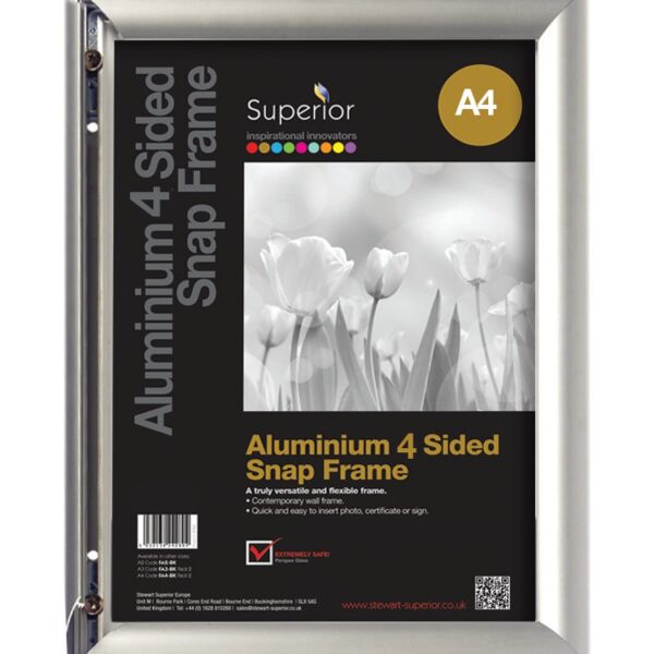 SECO A4 Brushed Aluminium Snap Frame Silver - AM9