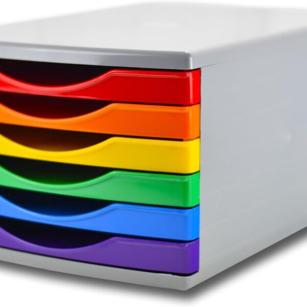 Deflecto 180mm Drawer Tower Unit 6 x 30mm Rainbow Colours - CP146YTRBW