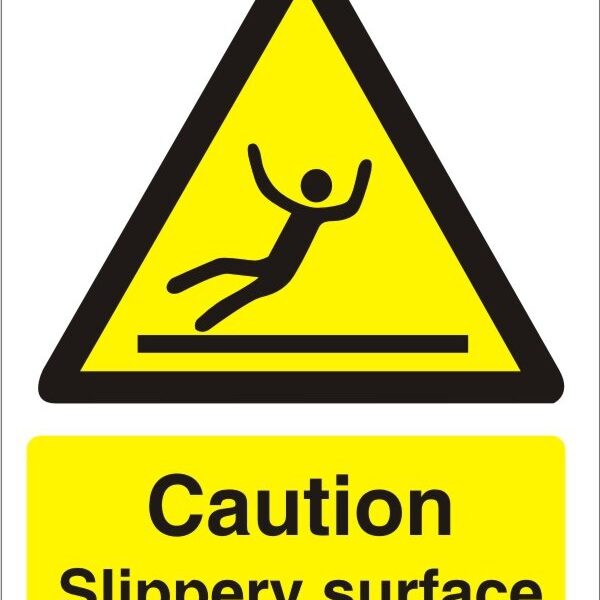 SECO Warning Safety Sign Caution Slippery Surface Semi Rigid Plastic 150 x 200mm - W134SRP150X200