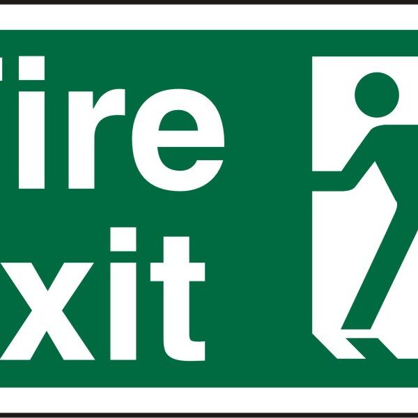 SECO Safe Procedure Safety Sign Fire Exit Man Running Left Semi Rigid Plastic 200 x 100mm - SP319SRP200X100