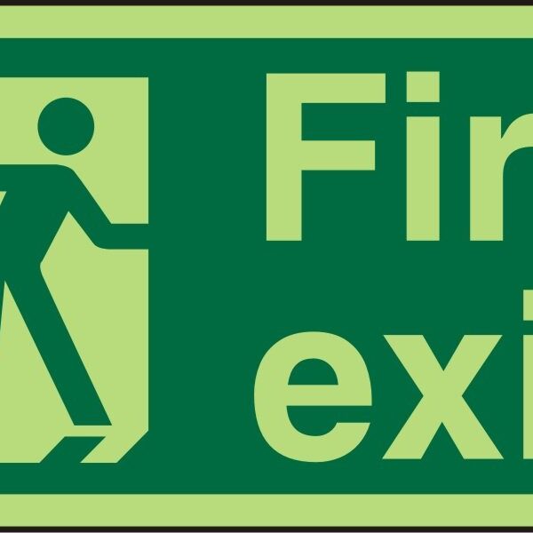 SECO Photoluminescent Safe Procedure Safety Sign Fire Exit Man Running Right Glow In The Dark 200 x 100mm - SP318PLV200X100
