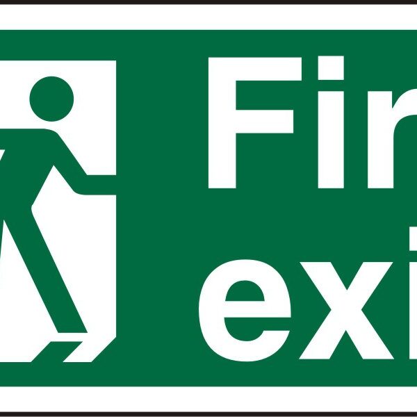 SECO Safe Procedure Safety Sign Fire Exit Man Running Right Self Adhesive Vinyl 200 x 100mm - SP318SAV200X100