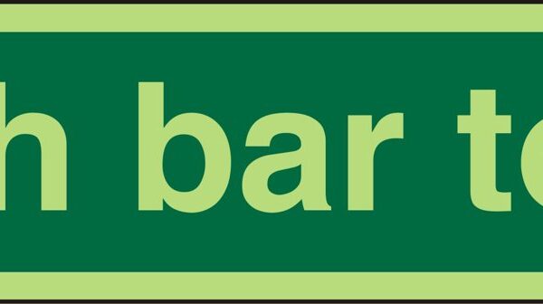 SECO Photoluminescent Safe Procedure Safety Sign Push Bar To Open Glow In The Dark 300 x 50mm - SP127PLV300X50
