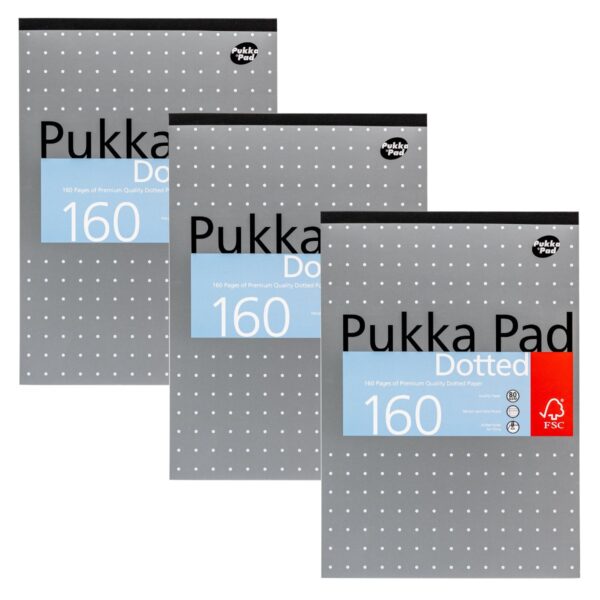 Pukka Pads Metallic Refill Pad Tape Headbound A4 5mm Dotted Grid 4 Hole Punched 160 Pages Green (Pack 3) - REFDOT