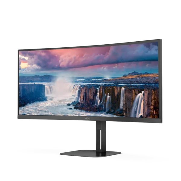 AOC V5 34 Inch 3440 x 1440 Pixels Wide Quad HD VA Panel FreeSync HDMI DisplayPort USB-C Curved Monitor