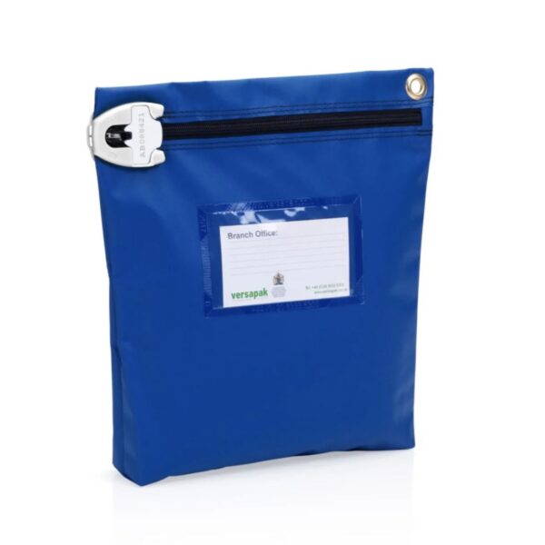Versapak Reusable Secure Cash Bag With T2 Locking Mechanism Medium 267x267x50mm (Opening Size: 190mm) Blue - CCB1-T2-BLUE