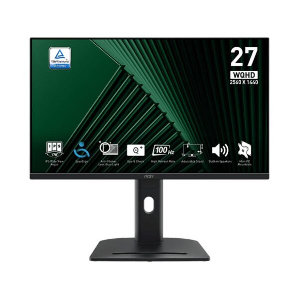 MSI Pro MP275QPG 27 Inch 2560 x 1440 Pixels Quad HD IPS Panel HDMI DisplayPort Monitor