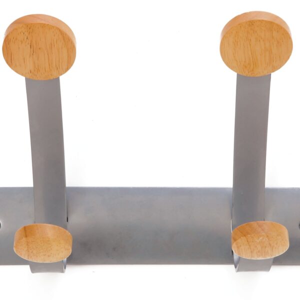 Alba Wall Coat Hook 2 Double Pegs Silver Grey/Light Wood - PMV2