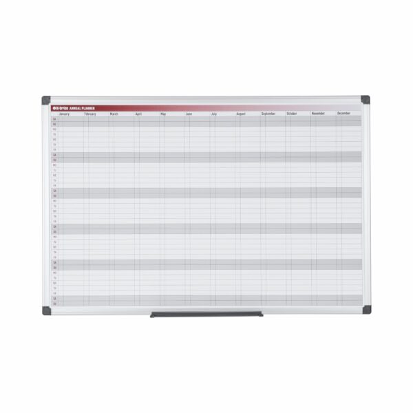 Bi-Office 52-Week Annual Magnetic Whiteboard Planner Aluminium Frame 900x600mm - GA0361170