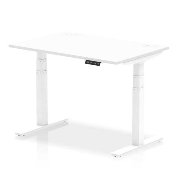 Dynamic Air 1200 x 800mm Height Adjustable Desk White Top Cable Ports White Leg HA01109