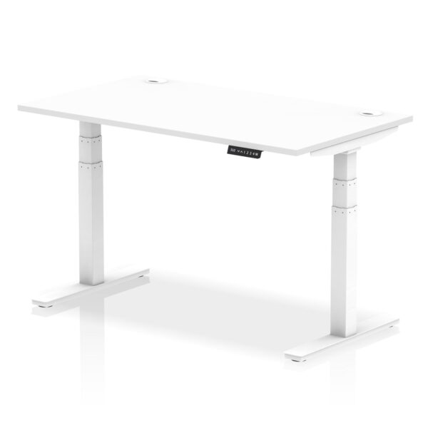 Dynamic Air 1400 x 800mm Height Adjustable Desk White Top Cable Ports White Leg HA01110
