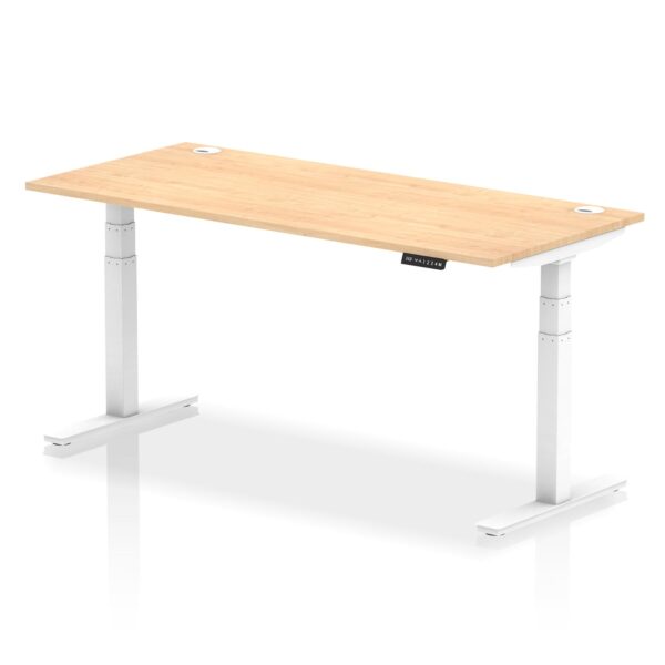 Dynamic Air 1800 x 800mm Height Adjustable Desk Maple Top Cable Ports White Leg HA01116