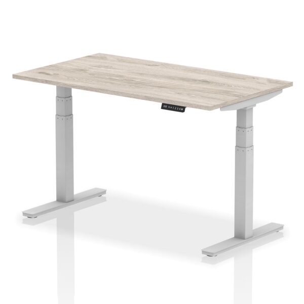 Dynamic Air 1400 x 800mm Height Adjustable Desk Grey Oak Top Silver Leg HA01163