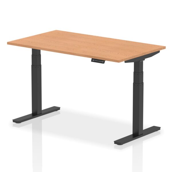 Dynamic Air 1400 x 800mm Height Adjustable Desk Oak Top Black Leg HA01202