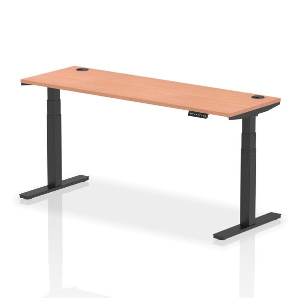 Dynamic Air 1800 x 600mm Height Adjustable Desk Beech Top Cable Ports Black Leg HA01228