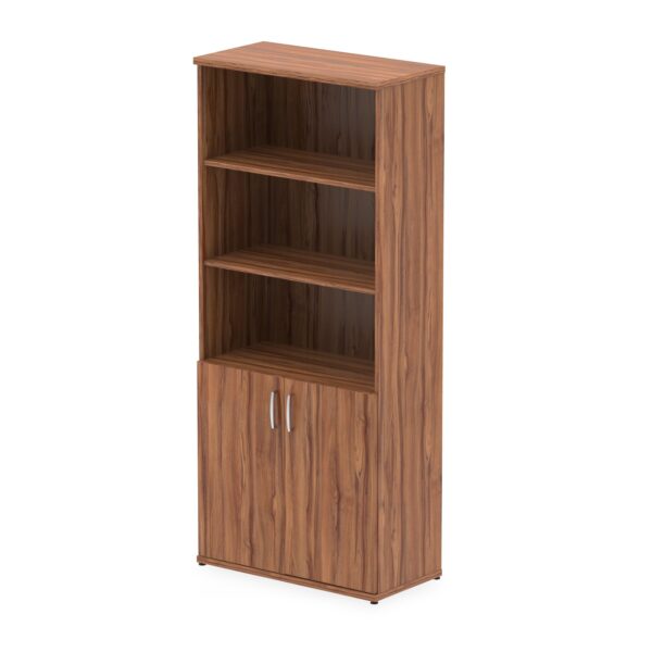 Dynamic Impulse W800 x D400 x H2000mm 4 Shelf Open Bookcase/Cupboard Walnut Finish - I000107