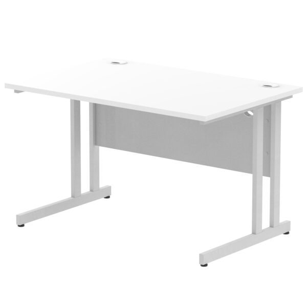 Impulse 1200 x 800mm Straight Desk White Top Silver Cantilever Leg I000305