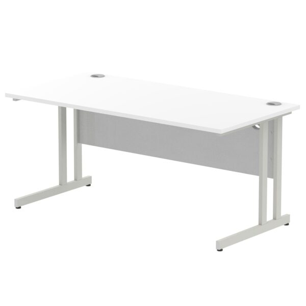 Impulse 1600 x 800mm Straight Desk White Top Silver Cantilever Leg I000307
