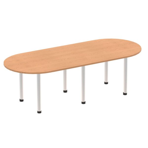 Dynamic Impulse 2400mm Boardroom Table Oak Top Silver Post Leg I000792