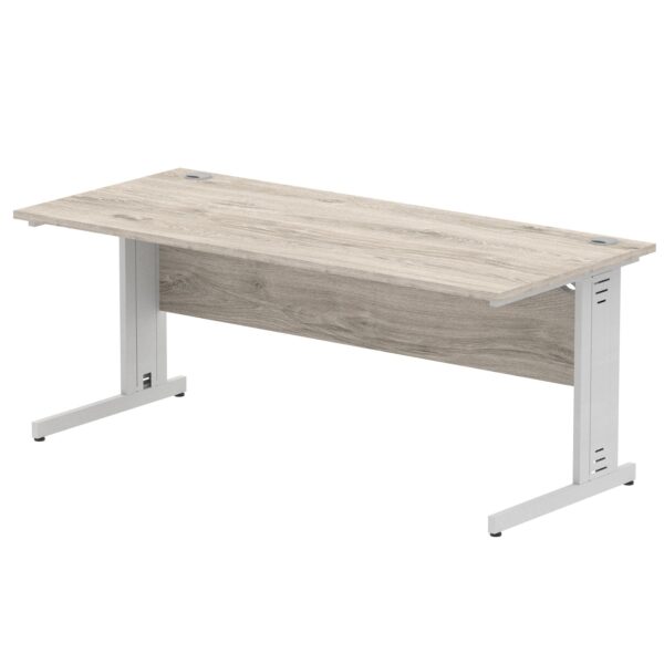 Impulse 1800 x 800mm Straight Desk Grey Oak Top Silver Cable Managed Leg I003110