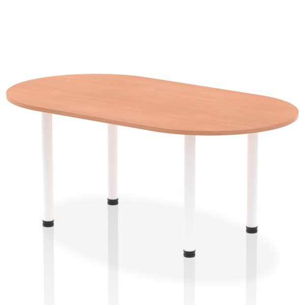 Dynamic Impulse W1800 x D1000 x H740mm Boardroom Table Post Leg Beech Finish White Frame - I003741