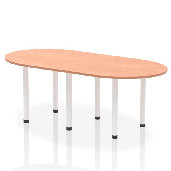 Dynamic Impulse W2400 x D1000 x H740mm Boardroom Table Post Leg Beech Finish White Frame - I003747