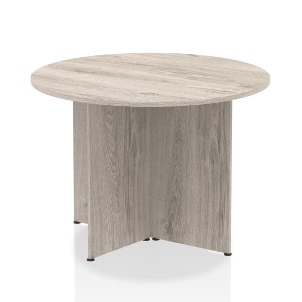 Dynamic Impulse W1000 x D1000 x H730mm Free-Standing Round Table Panel Arrowhead Leg Grey Oak Finish - I003796