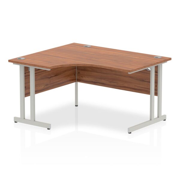 Dynamic Impulse 1400mm Left Hand Crescent Desk Walnut Top Silver Cantilever Leg I003823