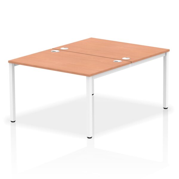 Impulse Back-to-Back 2 Person Bench Desk W1200 x D1600 x H730mm With Cable Ports Beech Finish White Frame - IB00106