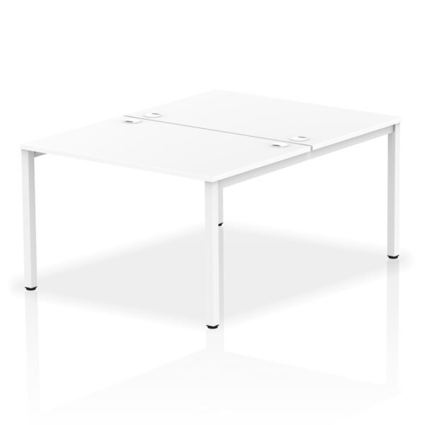 Impulse Back-to-Back 2 Person Bench Desk W1200 x D1600 x H730mm With Cable Ports White Finish White Frame - IB00111