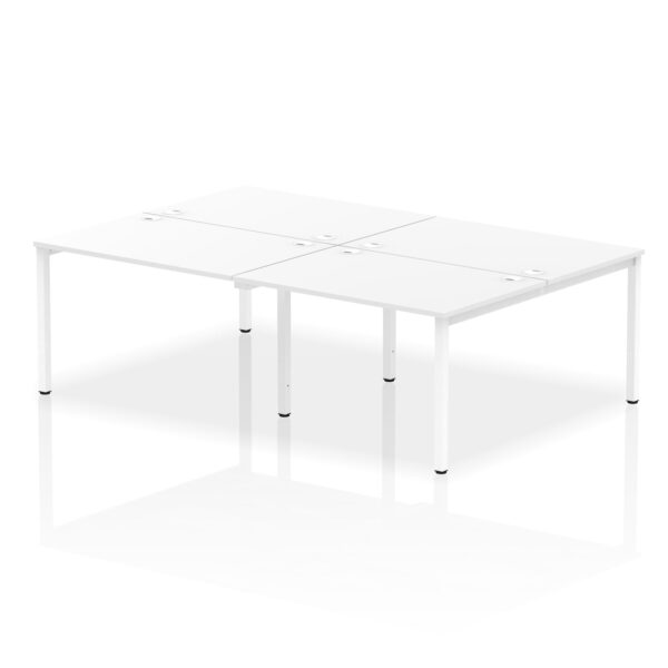 Impulse Back-to-Back 4 Person Bench Desk W1200 x D1600 x H730mm With Cable Ports White Finish White Frame - IB00147