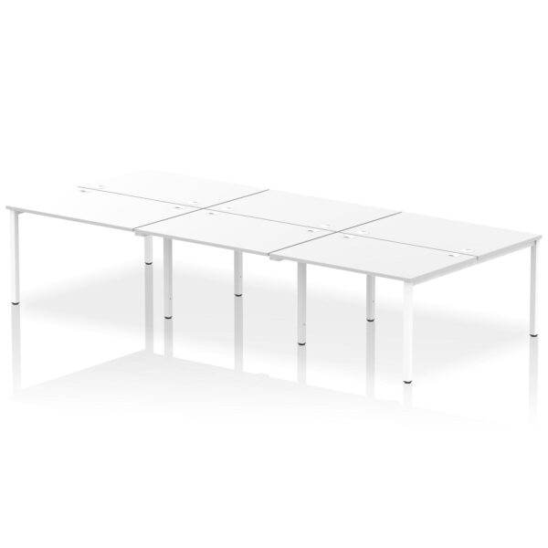 Impulse Back-to-Back 6 Person Bench Desk W1200 x D1600 x H730mm With Cable Ports White Finish White Frame - IB00183