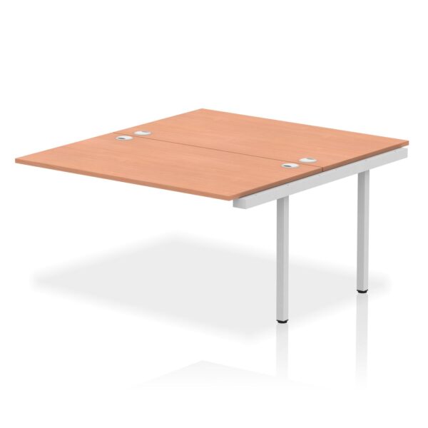Impulse Back-to-Back Bench Desk Extension Kit W1400 x D1600 x H730mm Beech Finish Silver Frame - IB00220