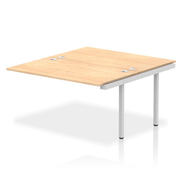 Impulse Back-to-Back Bench Desk Extension Kit W1400 x D1600 x H730mm Maple Finish Silver Frame - IB00222